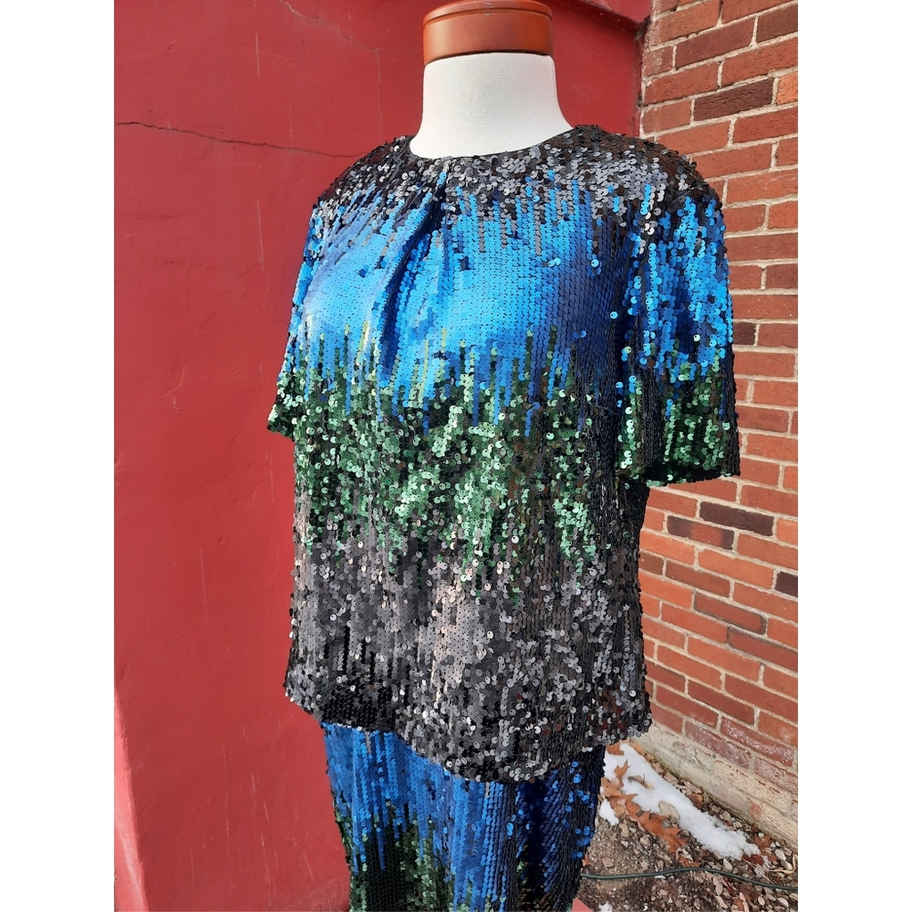 Brooks Brothers Ombre Sequin Shift Dress Layered Top Roaring 20's Plus 14 NEW